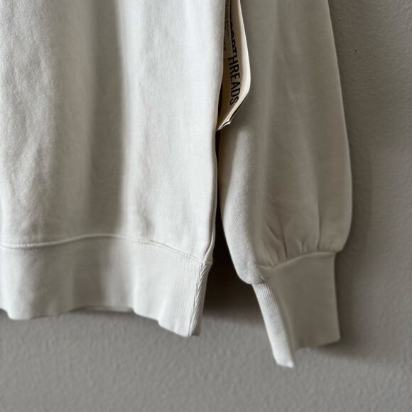 NWT Goodthreads Cream Mock Neck Sweater Ruffles Ribbed Hem Sz XS - Picture 3 of 6